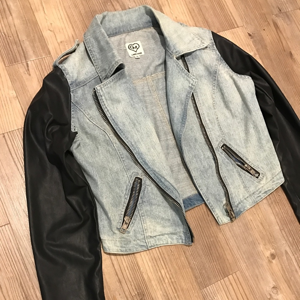 Carmar leather and denim jacket